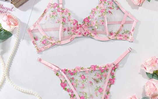 Lilosy Sexy Floral Embroidered Lingerie Set